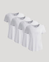 Womens White Slub Scoop Neck Tee 4-Pack displayed in staggered stack.