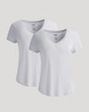 Womens White Relaxed Slub V-Neck Tee 2-Pack displayed.