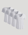 Womens White Relaxed Slub V-Neck Tee 4-Pack displayed side by side.