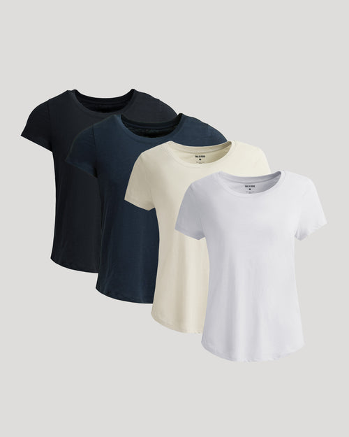 Womens Staple Slub Scoop Neck Tee 4-Pack on display.