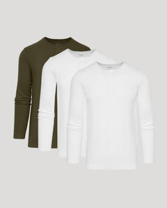 True ClassicWaffle Long Sleeve Henley 3-Pack with buttoned placket displayed.