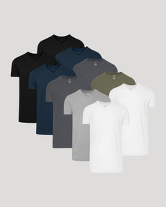 True ClassicWardrobe Classic Tall V-Neck 10-Pack stacked in assorted colors.