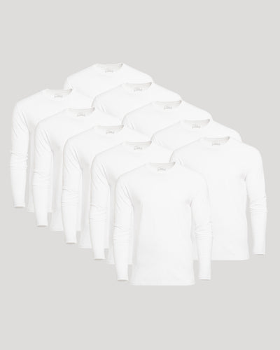White Classic Long Sleeve Crew Neck 10-Pack
