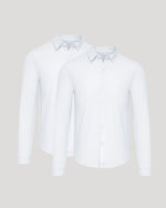 White Stretch Long Sleeve Modern Knit Oxford 2-Pack