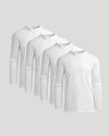 White Tall Heavyweight Long Sleeve Pocket Crew 4-Pack neatly stacked.
