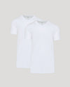 White Tall Premium Pima V-Neck 2-Pack on neutral background.