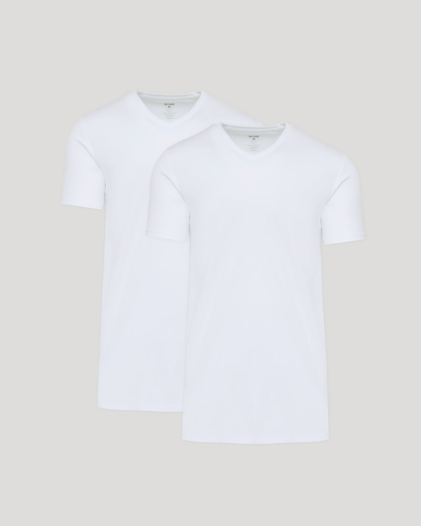 White Tall Premium Pima V-Neck 2-Pack on neutral background.