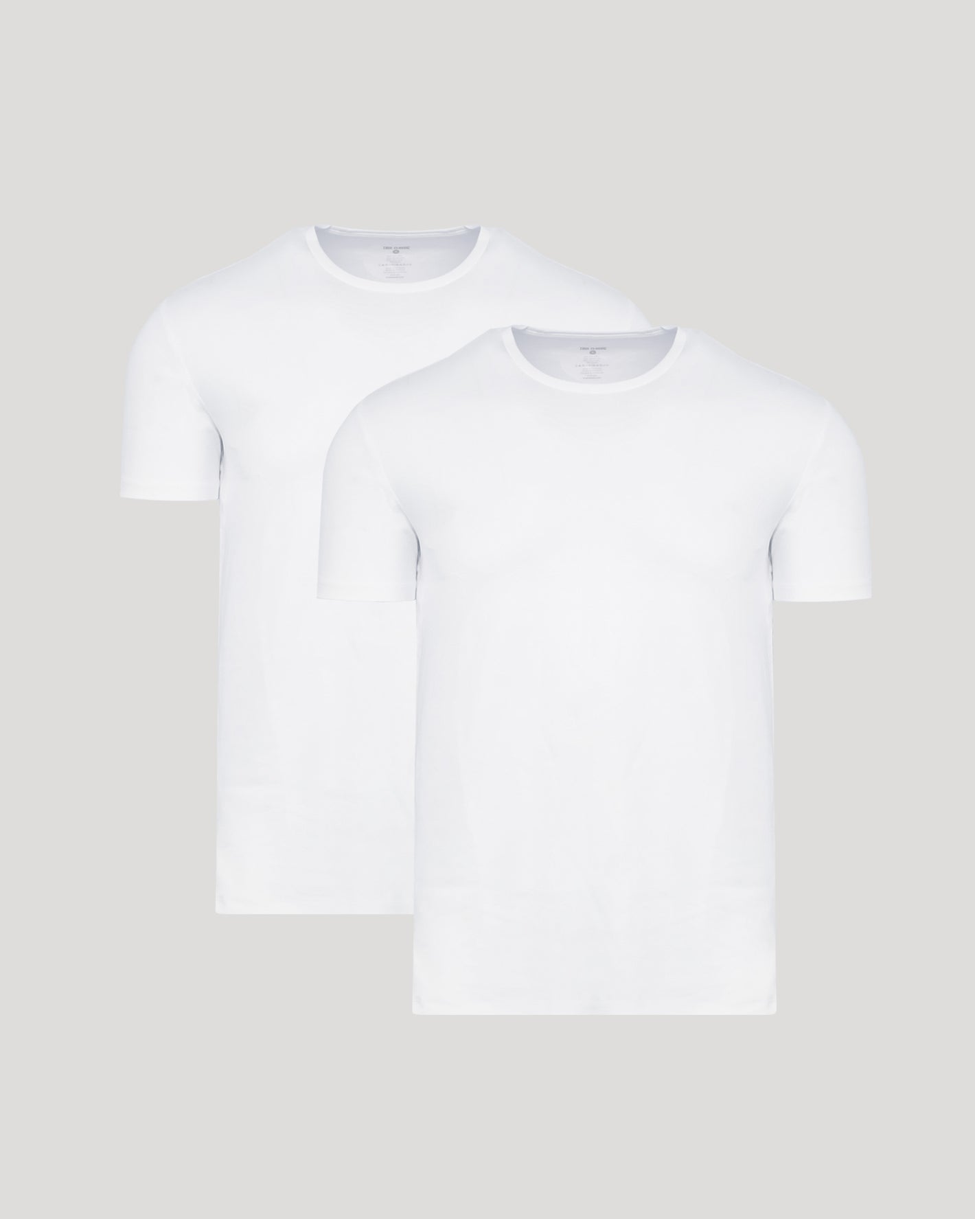 White Premium Pima Crew Neck 2-Pack, showcasing sleek, soft tees.