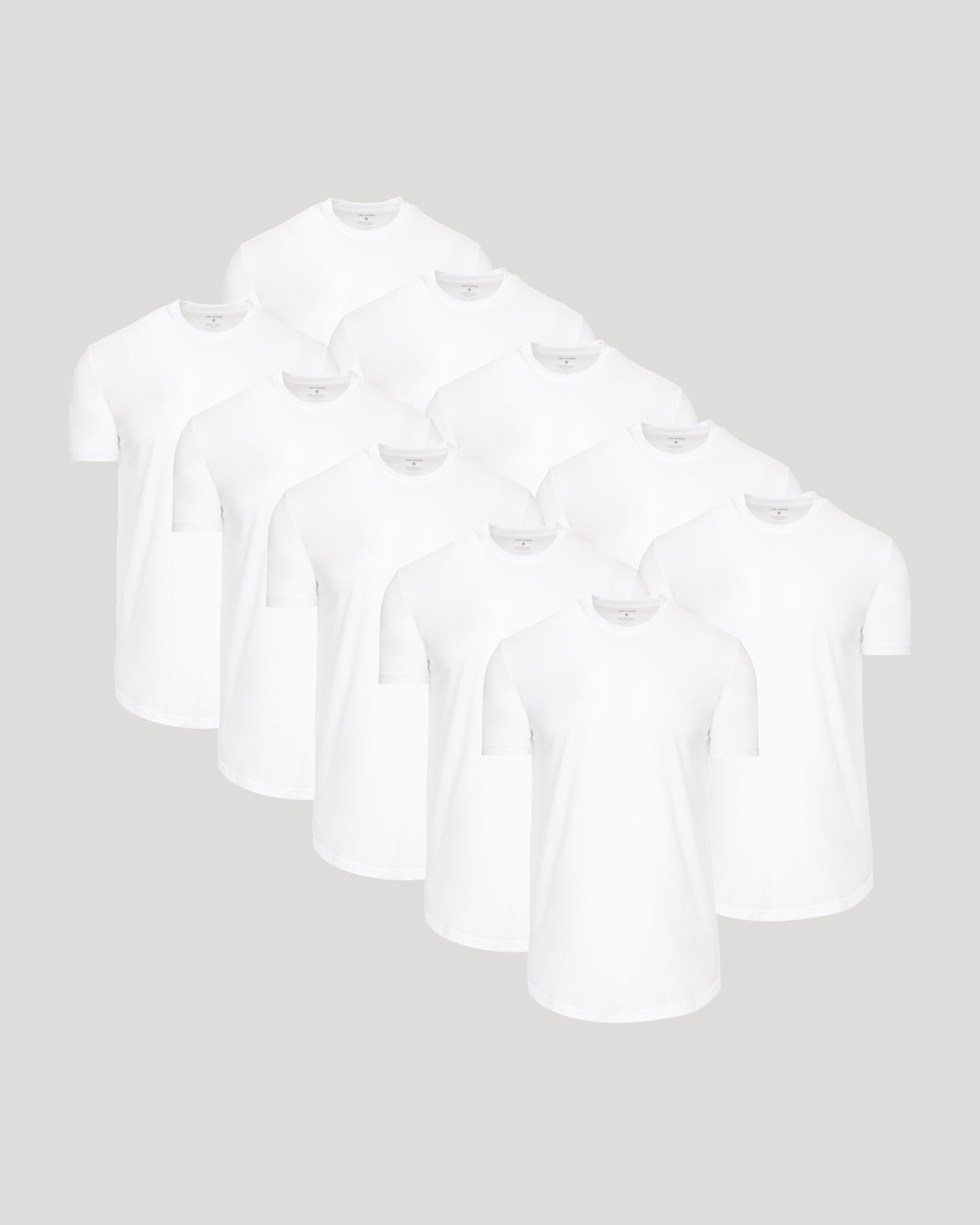 White Classic Tall Curved Hem Crew 10-Pack of plain crew-neck T-shirts.
