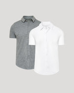 White & Heather Gray Short Sleeve Comfort Knit Shirt 2-Pack