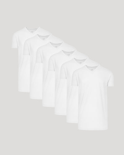 White Short Sleeve Tall Classic V-Neck 6-Pack