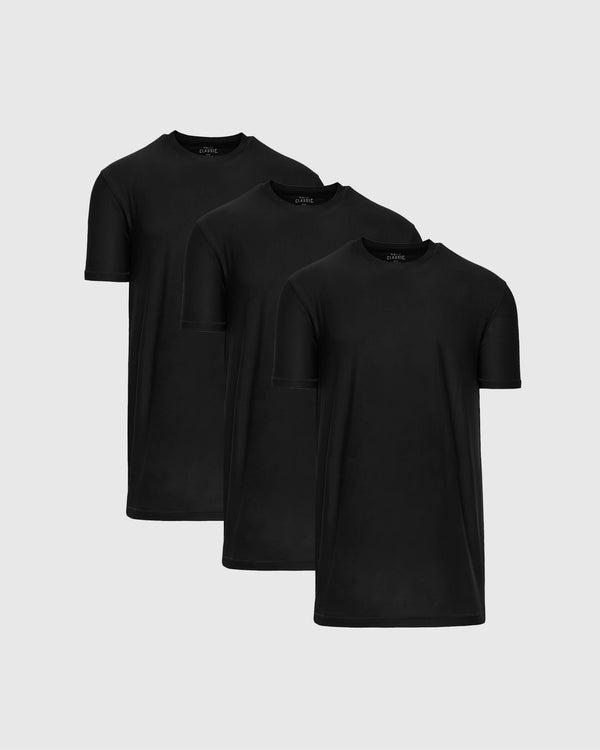 All Black Short Sleeve Tall Active Crew 3-Pack on display.