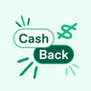 30% CashBack offer with bold buttons and dollar-sign doodle.
