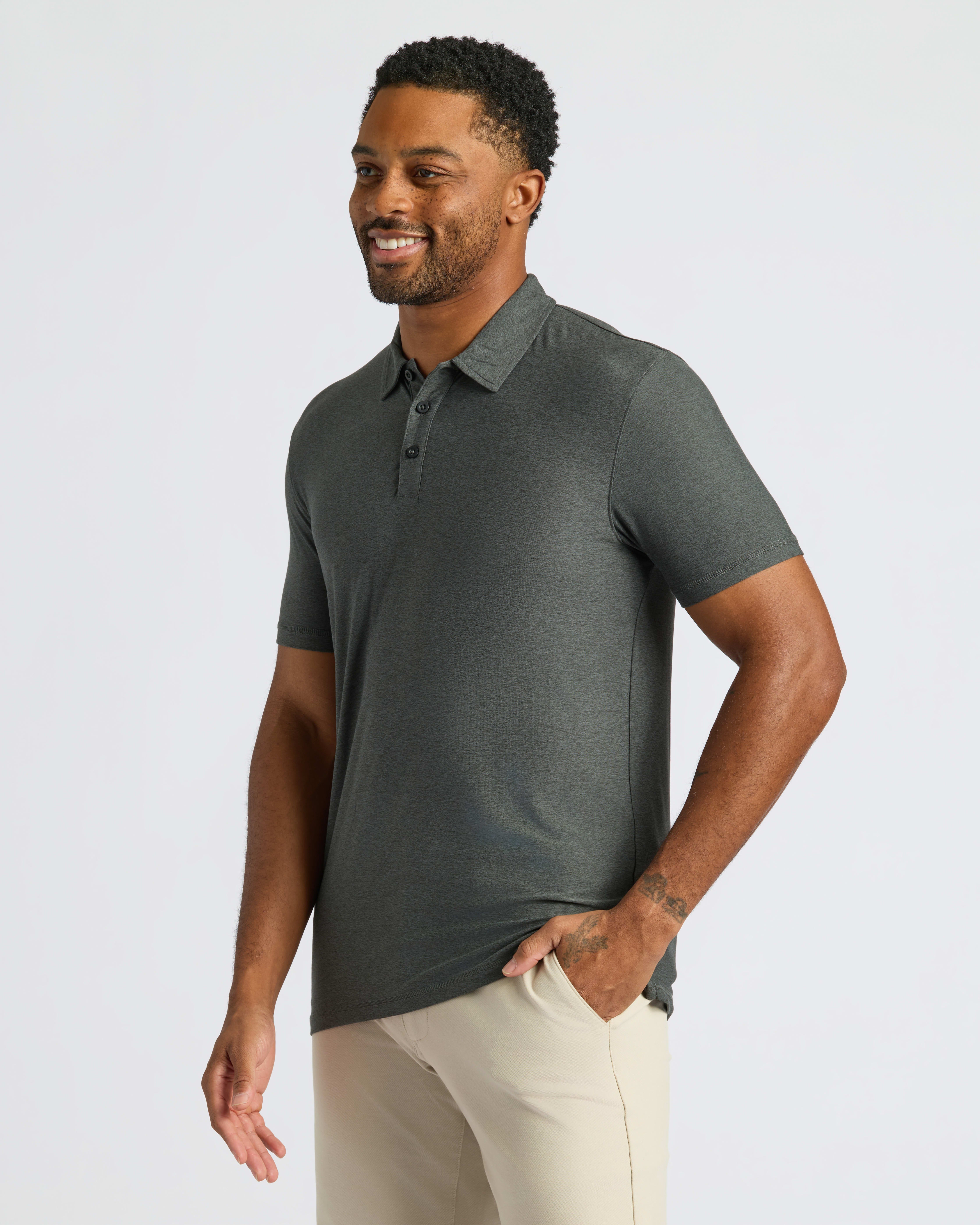 Men's Heather Charcoal Gray Polo Shirt - True Classic