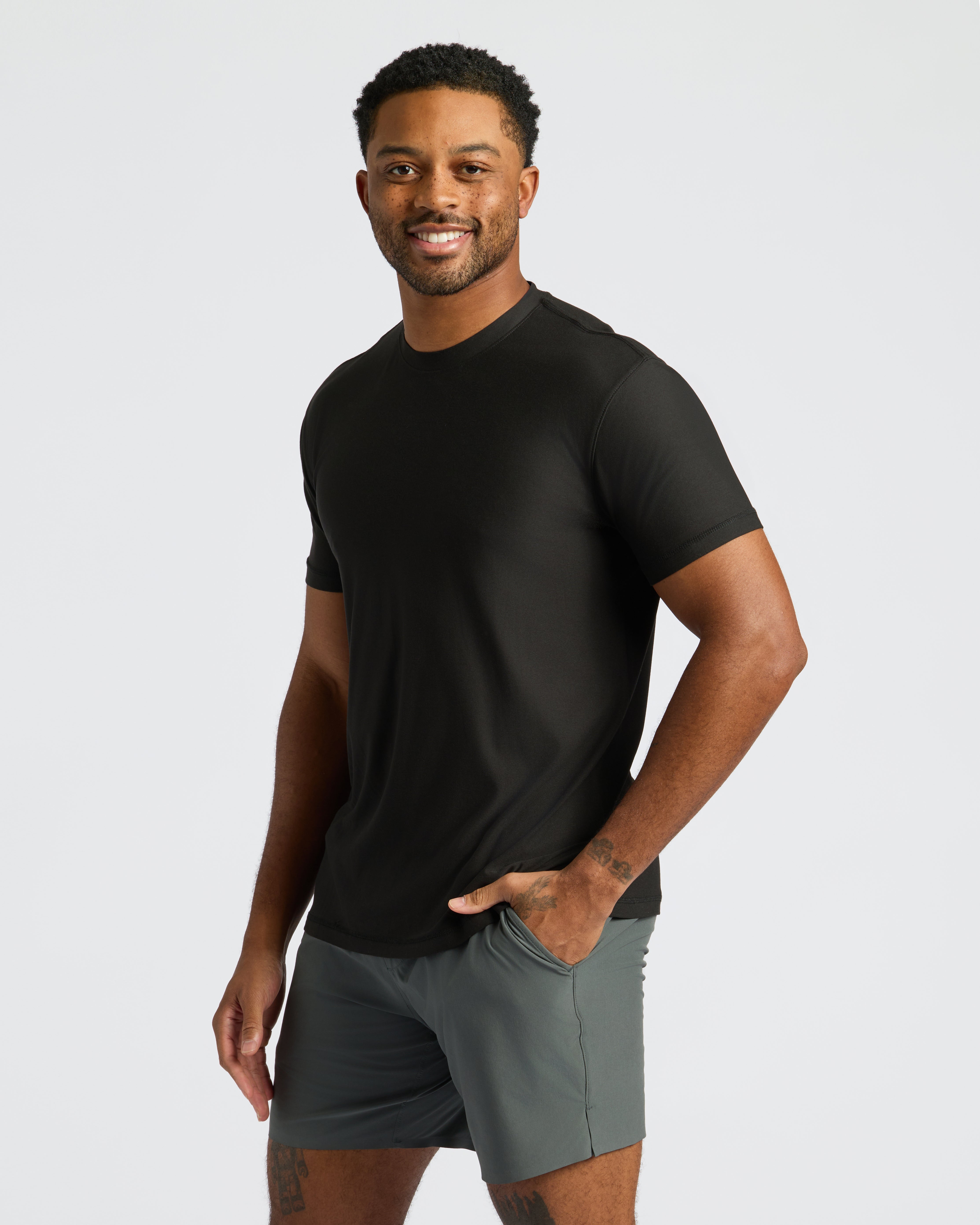Black Active Crew Neck Tee