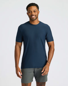 True ClassicMan wearing True Classic Men’s Active Crew Neck T-Shirt, smiling.