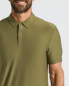 Military Green Active Polo 2.0 on man, showcasing fitted design.