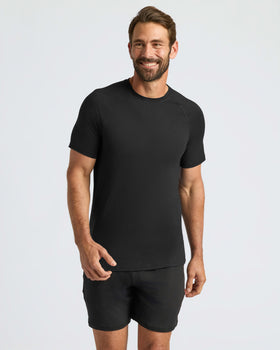 Black Active Mesh Crew 6-Pack on model, highlighting breathable, fitted design.