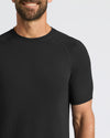Man in Black Active Mesh Crew, textured pattern shirt.