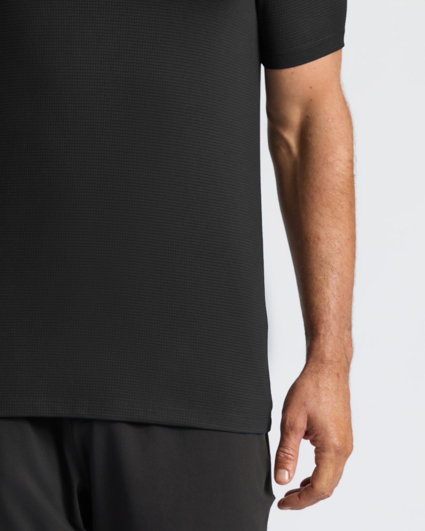 Black Active Mesh Crew 6-Pack shirt with subtle texture and raglan sleeve.