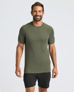 True ClassicMan wearing Kelp Active Mesh Crew and black athletic shorts.