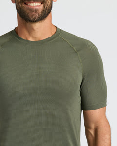 True ClassicKelp Active Mesh Crew worn by smiling man with beard.