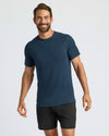 Navy Active Mesh Crew 6-Pack worn by smiling man.