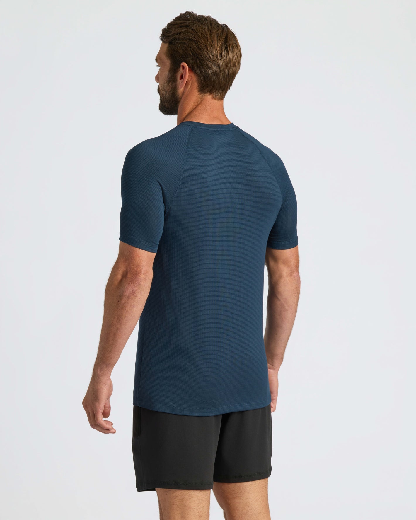 Back view of man in Navy Active Mesh Crew 6-Pack.