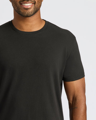 Classic Curved Hem Crew Neck - Black