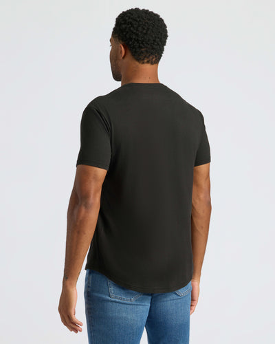 Classic Curved Hem Crew Neck - Black