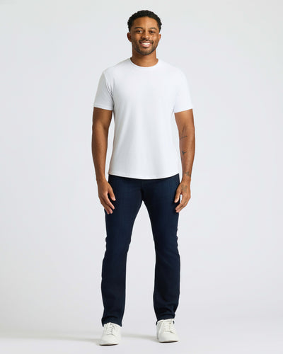 Classic Curved Hem Crew Neck - White