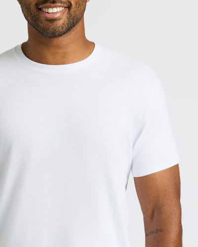 Classic Curved Hem Crew Neck - White