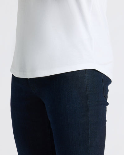Classic Curved Hem Crew Neck - White