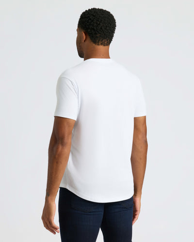 Classic Curved Hem Crew Neck - White