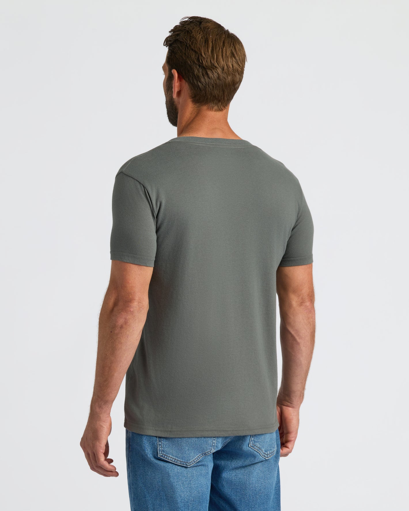 True Classic Men’s V-Neck T Shirt – Tailored Fit, Short Sleeve, Back View.