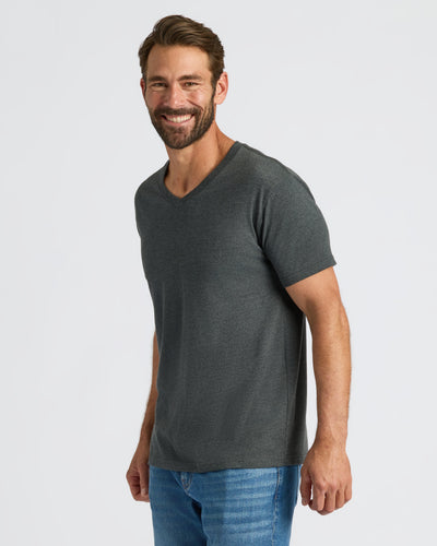 Cuello en V Clásico - Charcoal Heather Gray