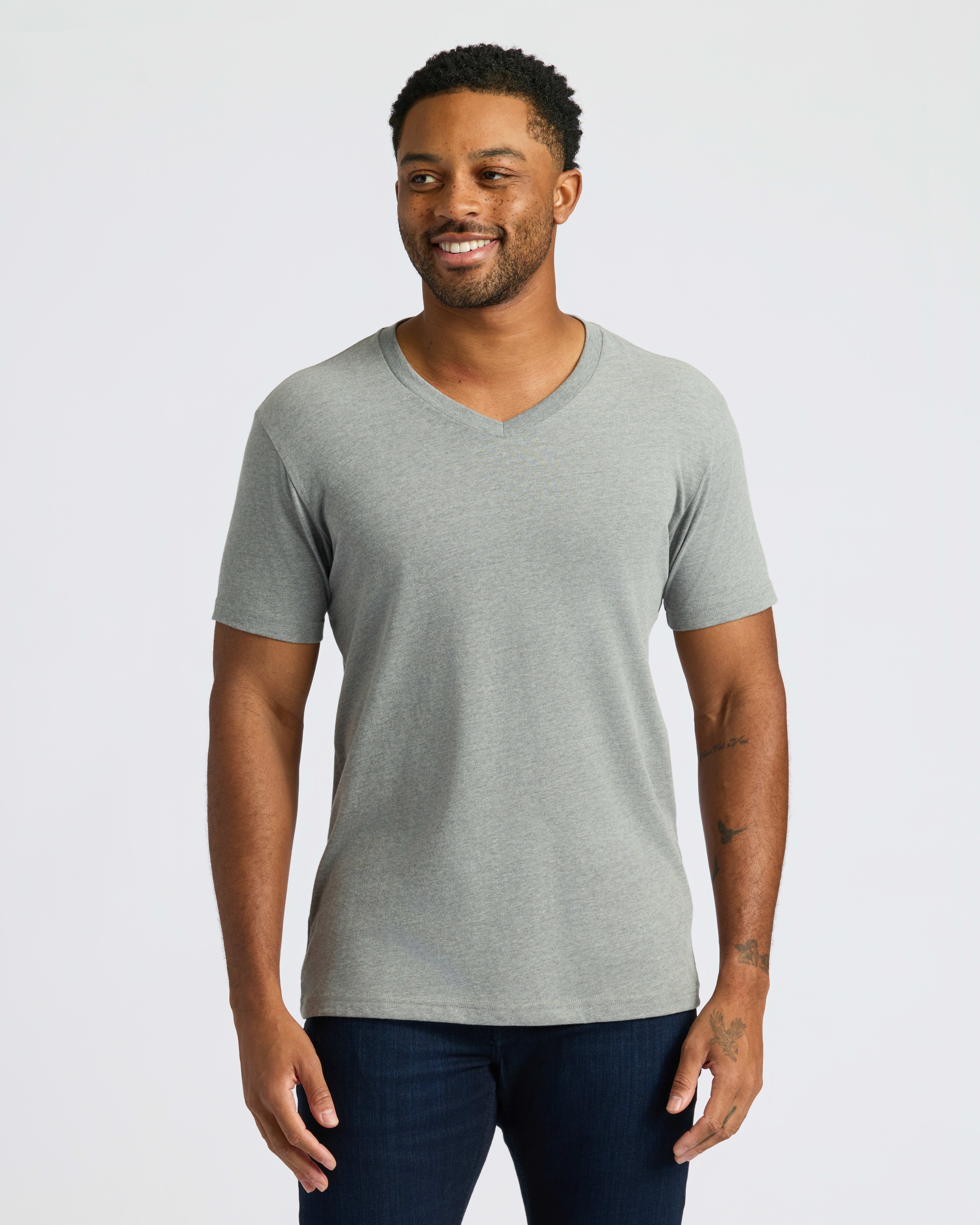 RIB V NECK TOPS CLANE グレー Casual Comfy Heather Gray V-neck Top - Staple Top – Shop the Mint