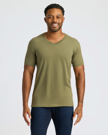 Heather Military V Neck