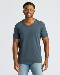 True ClassicMan wearing All White Classic V-Neck T-Shirt, relaxed fit.