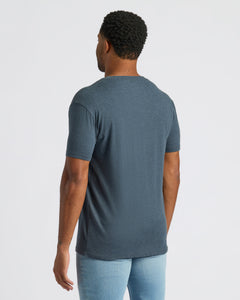 True ClassicMan wearing All White Classic V-Neck 10-Pack, back view.