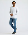 White Classic Long Sleeve Crew Neck 10-Pack worn by smiling man.