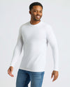 White Classic Long Sleeve Crew Neck 10-Pack worn by smiling Black man.