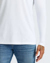 White Classic Long Sleeve Crew Neck 10-Pack on model with jeans.