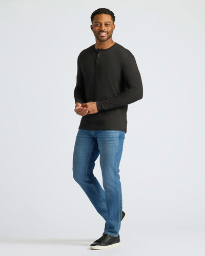 Classic Long Sleeve Henley - Black