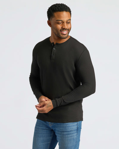 Classic Long Sleeve Henley - Black