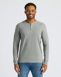 True ClassicTrue Classic Men's Long Sleeve Henley, soft cotton blend, classic 3-button style.