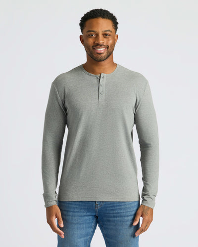 Classic Long Sleeve Henley - Heather Gray