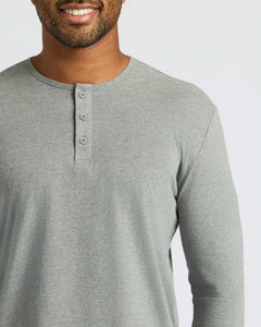 True ClassicMan in True Classic Men’s Long Sleeve Henley, soft cotton blend, classic 3-button style.