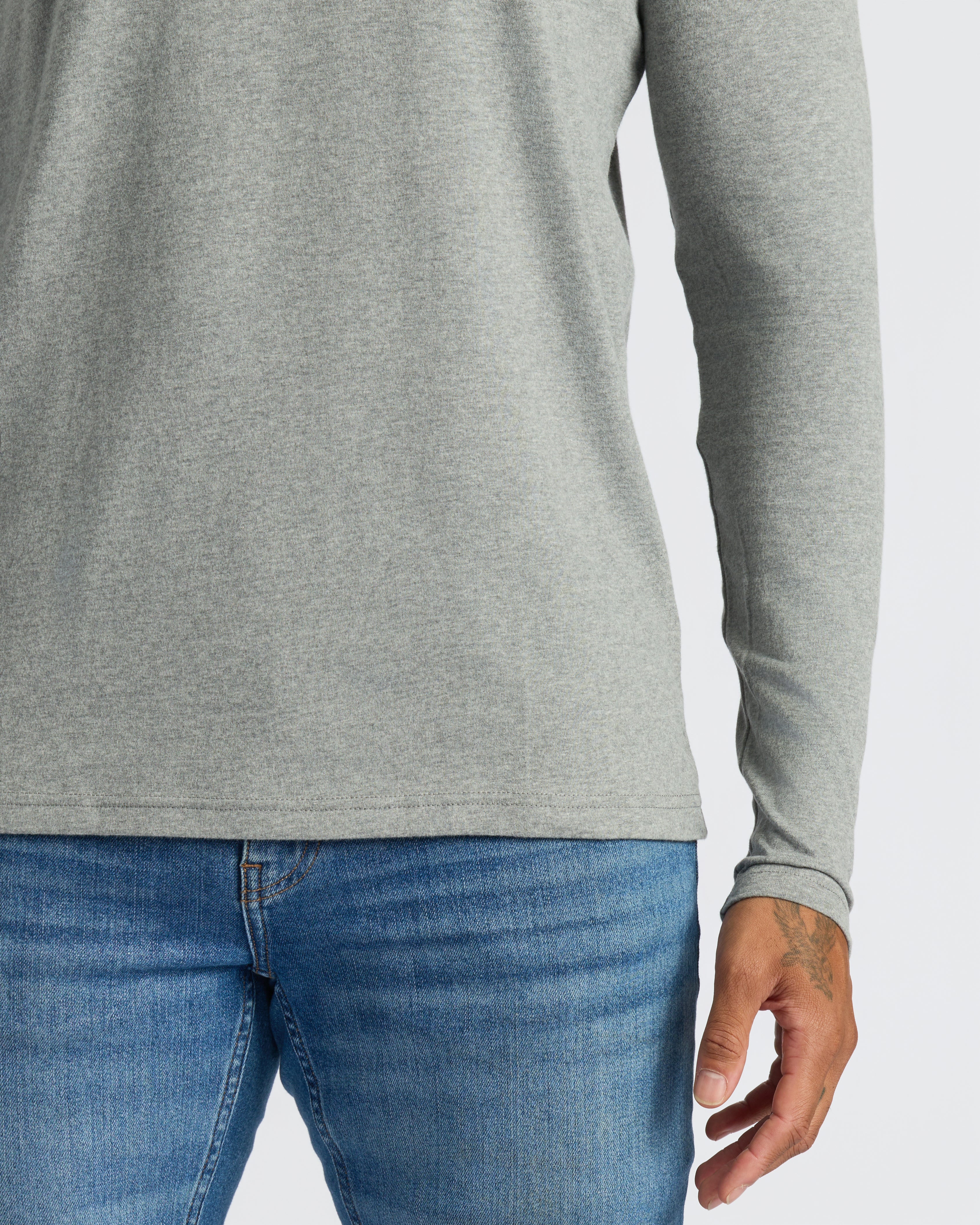 Heather Gray Classic Long Sleeve Henley – True Classic