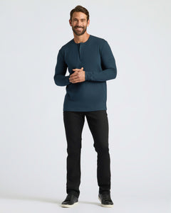True ClassicTrue Classic Men’s Long Sleeve Henley, soft cotton blend, classic 3-button style.